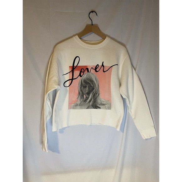 Taylor Swift Lover Sweatshirt Taylor Swift Image Lover Album White Size S - Picture 1 of 3